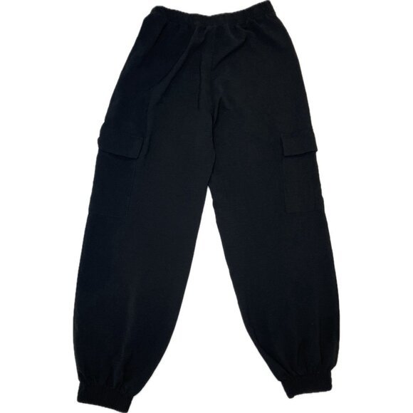 ZARA Women’s CUFFED CARGO BLACK PANTS Y2K M 28 - Picture 3 of 9